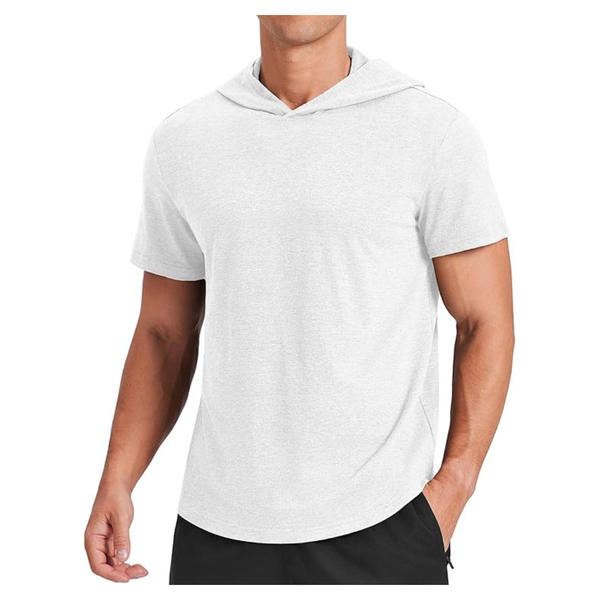 Men' Short Sleeve Quick-Dry Athletic Hooded T-Shirt