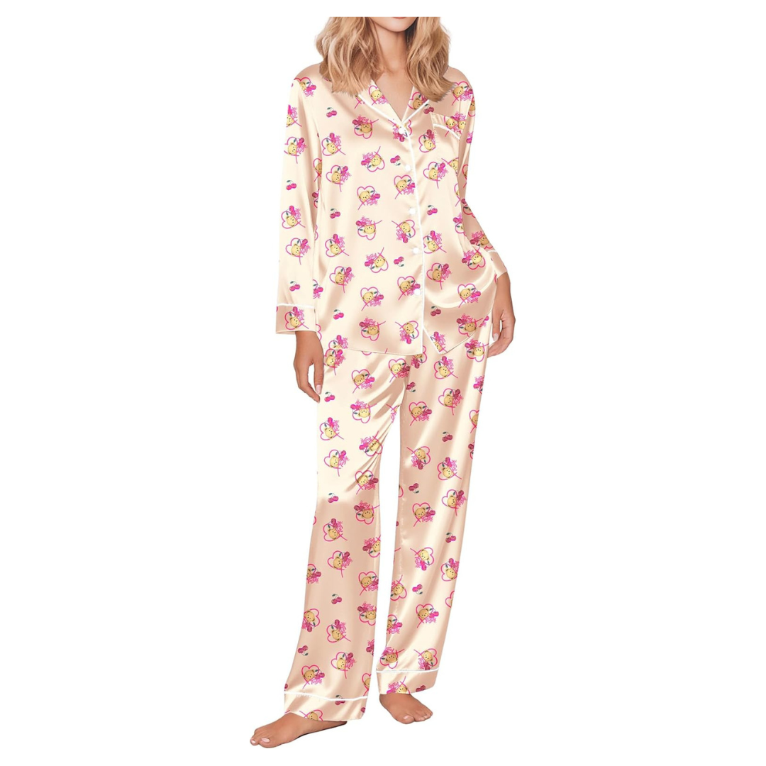 Ekouaer 2 Pcs Silk Satin Pajamas Set For Women (Various)
