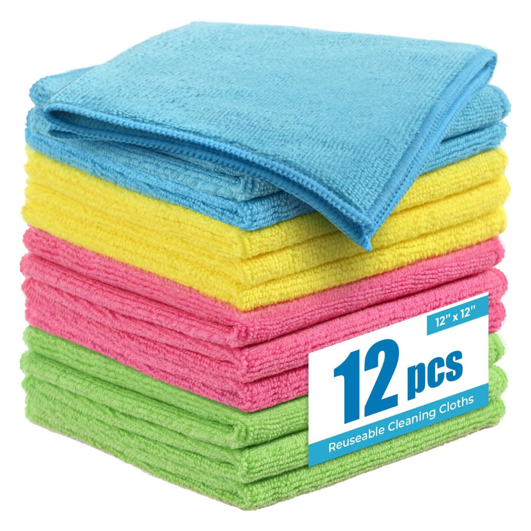 12-Pack 12" x 12" Lint Free Microfiber Cleaning Cloths