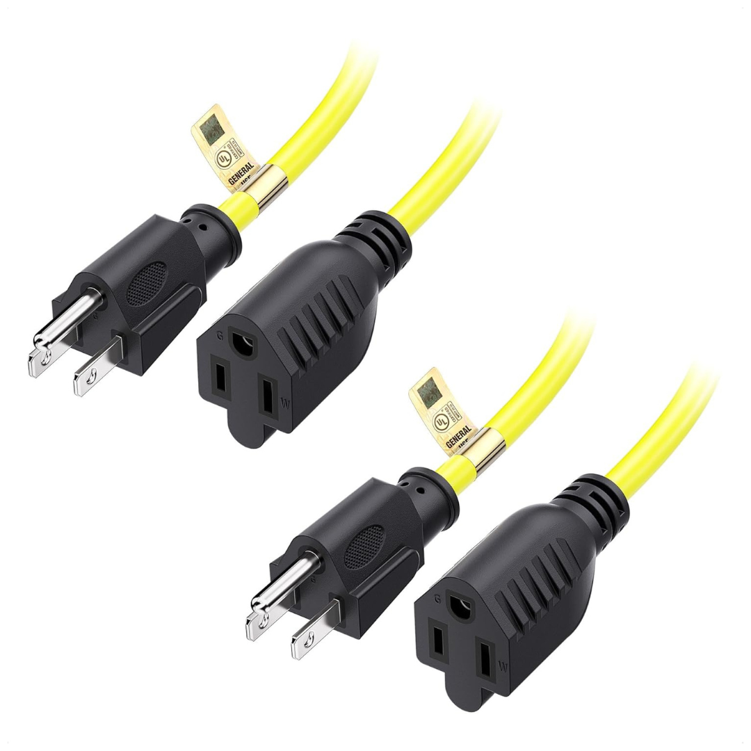2-Pack 6-Ft 16 AWG 13A Power Extension Cord