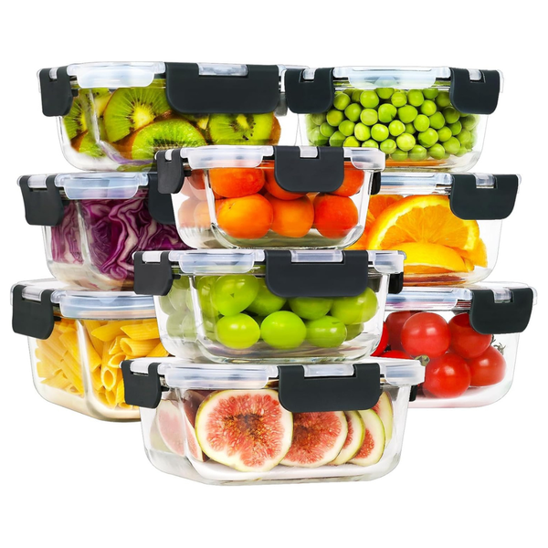 9-Pack Homberking Glass Food Storage Containers With Lids