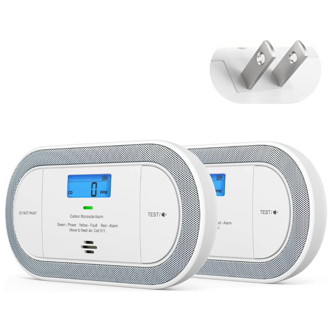 2-Pack X-Sense Plug-in Carbon Monoxide Detector W/ AAA Battery Backup