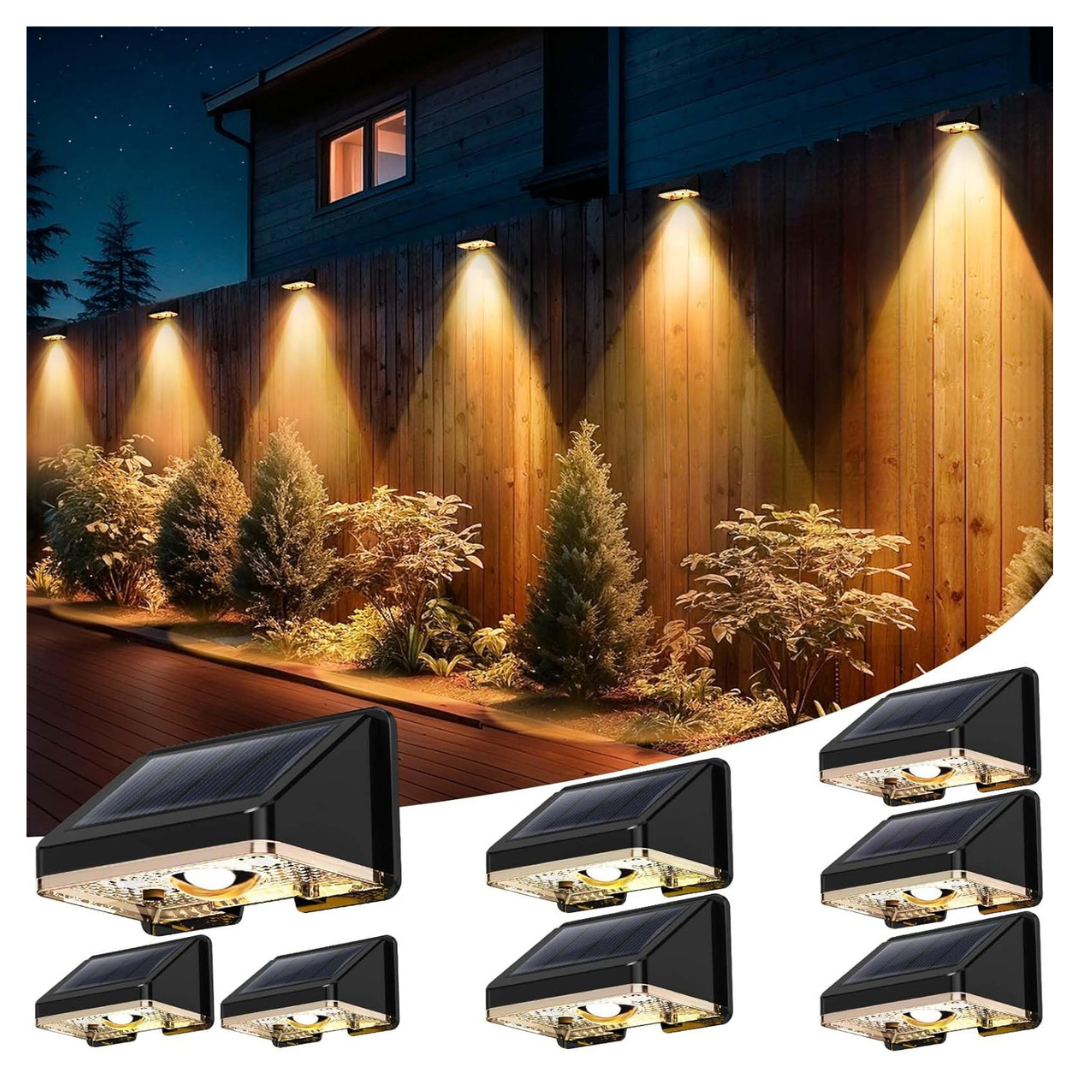 8-Pack IP67 Waterproof Solar Fence Lights
