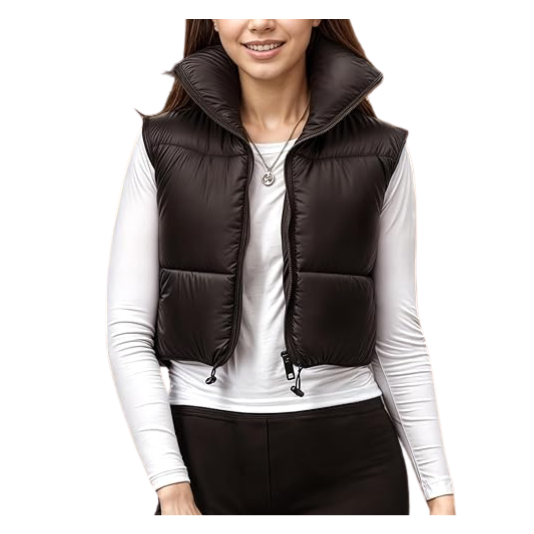 Women's Cropped Puffer Lightweight Padded Gilet Vest