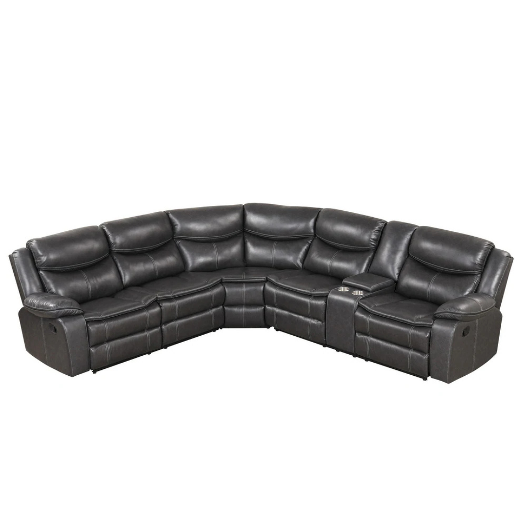Sory Transitional Faux Leather Reclining Sectional Sofa