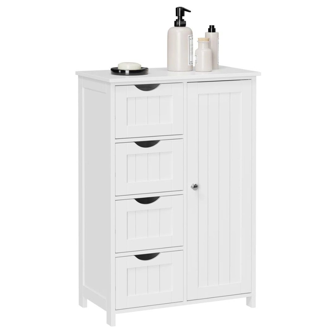 Beachcrest Home Manhattan Floor Storage Cabinet With 4 Drawers