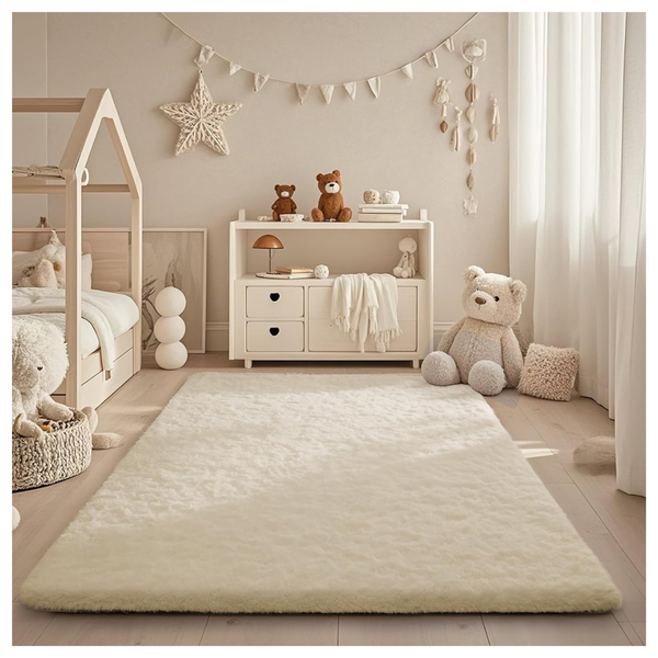 4'x6' Non-Slip Ivory Fluffy Soft Shag Carpet