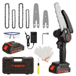 Cikuci Mini Chainsaw Kit, 4" & 6" Cordless W/ 2 Batteries, 4 Chains, Tool Box Set