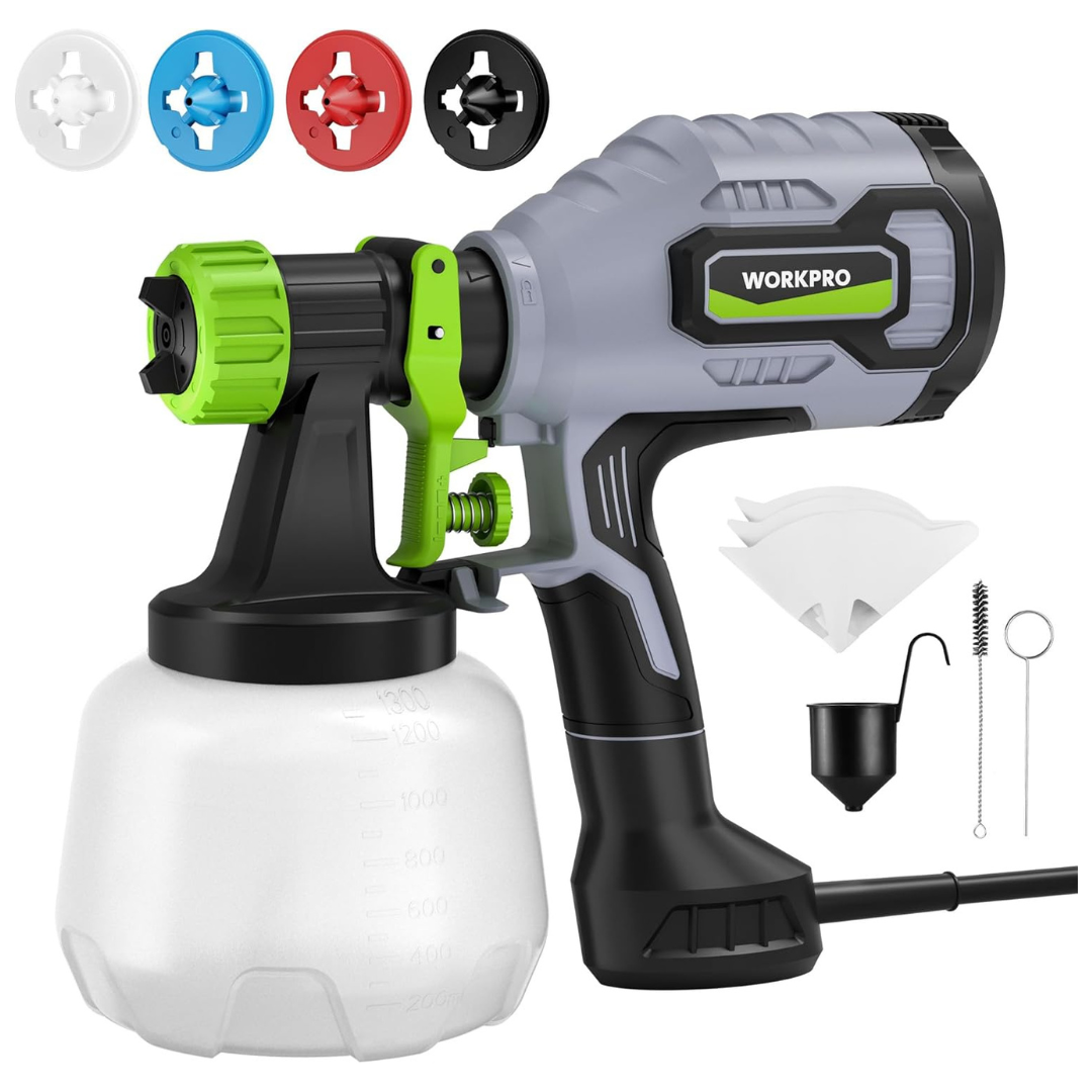 Workpro 600W HVLP Paint Sprayer With 4 Nozzles & 44oz Cup