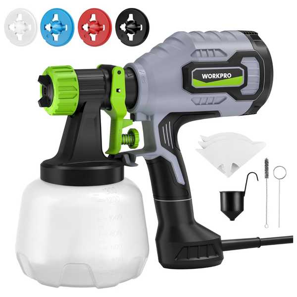 Workpro 600W HVLP Paint Sprayer With 4 Nozzles & 44oz Cup