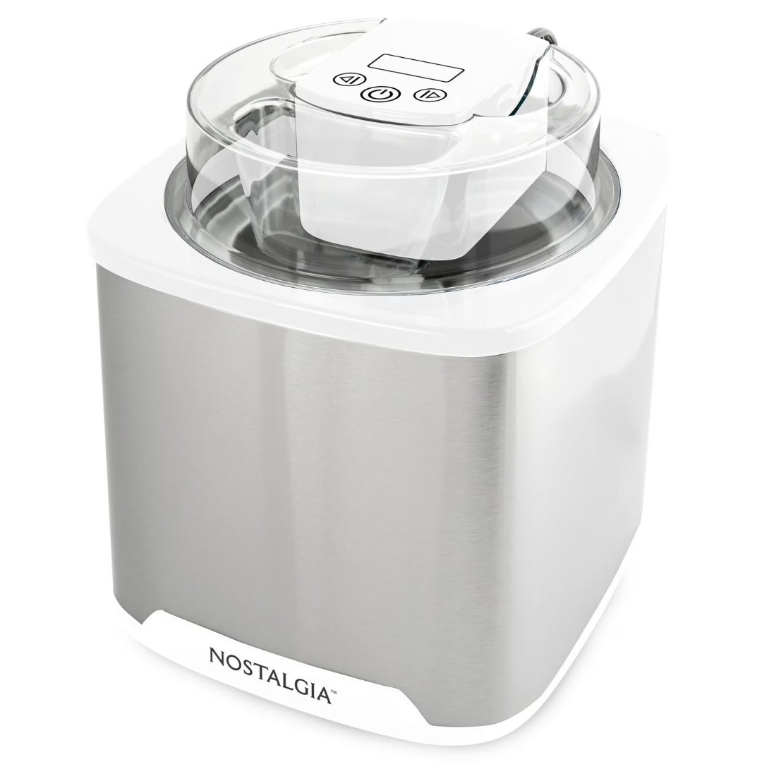 Nostalgia 2-QT Electric Ice Cream Maker (Stainless & White)