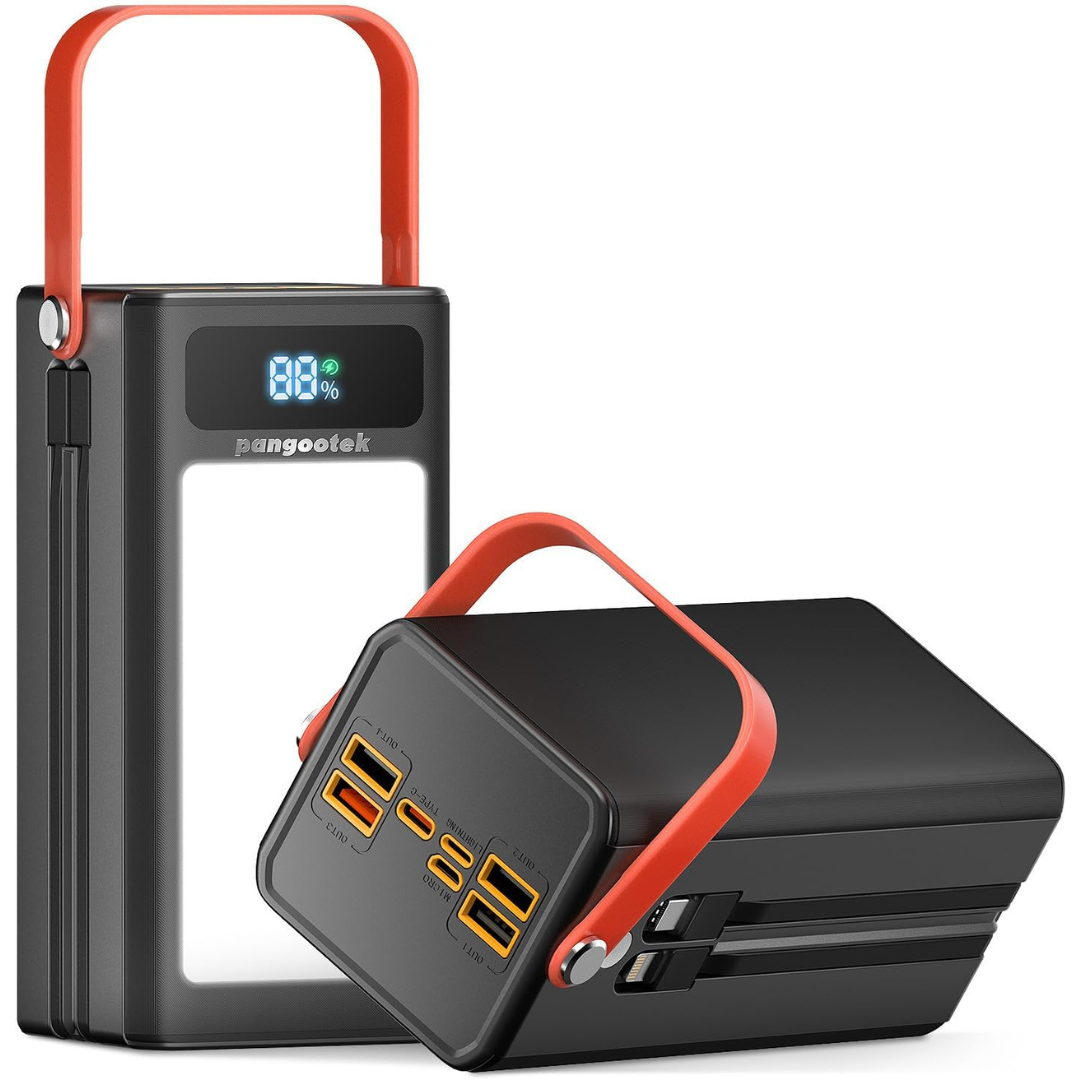 27000mAh 99Wh Portable Power Bank With Built-In Cables & Flashlight