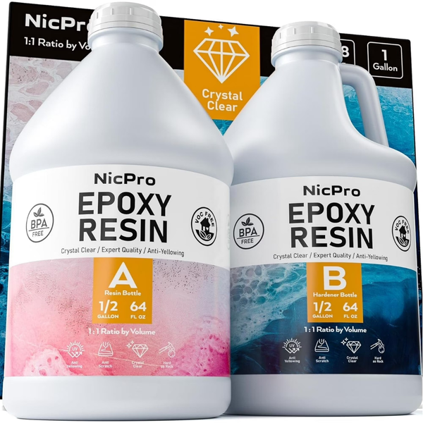 Nicpro 1 Gallon Crystal Clear Epoxy Resin Kit
