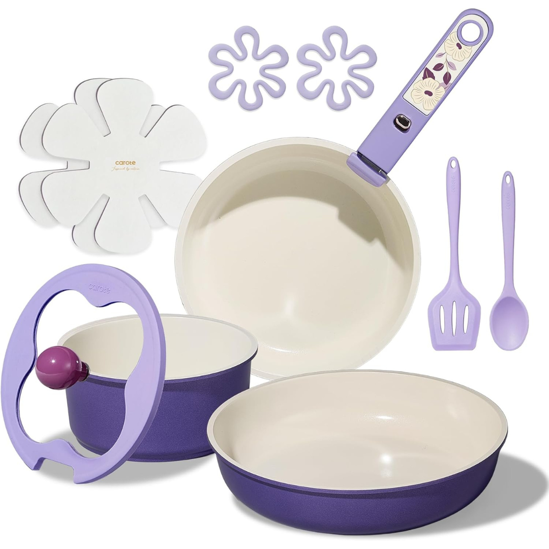 11-Piece Carote Ceramic Nonstick Pots & Pans Cookware Set