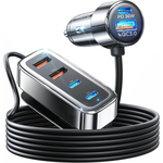 6-Port Ainope 108W USB-C Car Charger With 5Ft Cable