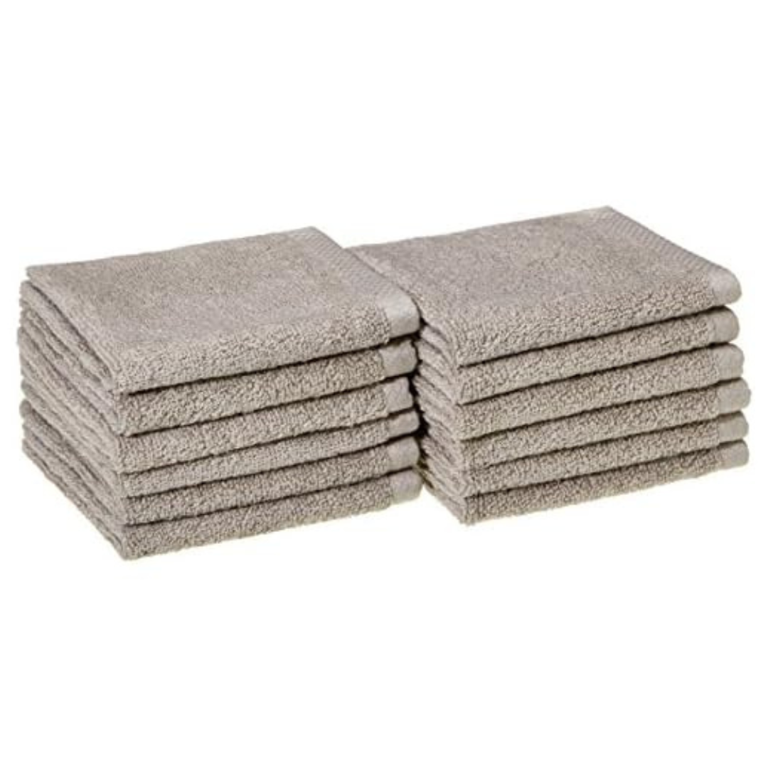 12-Pack Amazon Basics Cotton Washcloths (12" x 12")