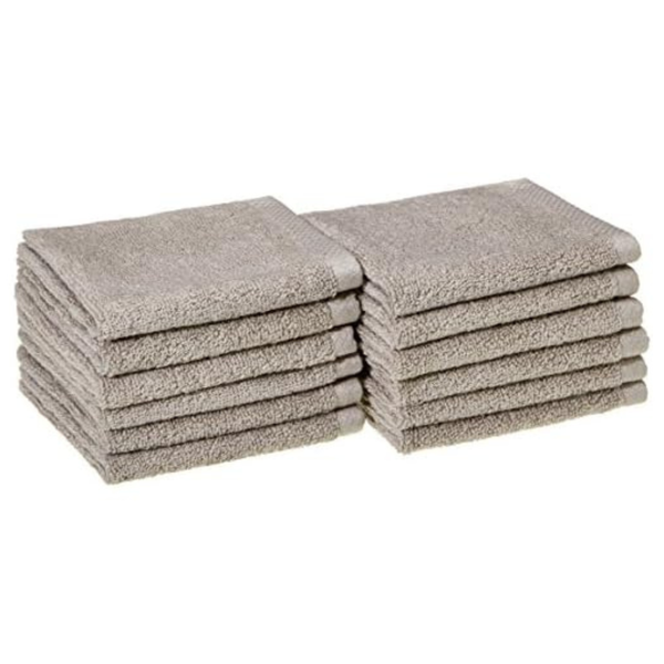 12-Pack Amazon Basics Cotton Washcloths (12" x 12")