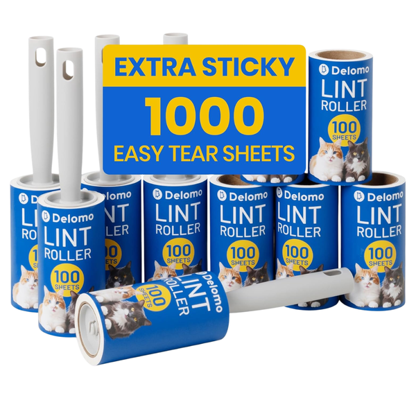 Delomo Lint Roller 1000 Sheets (5 Rollers + 5 Refills)