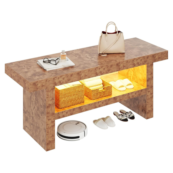 DWVO 39.4" Entryway Bench With Motion-Sensing Warm LED Light