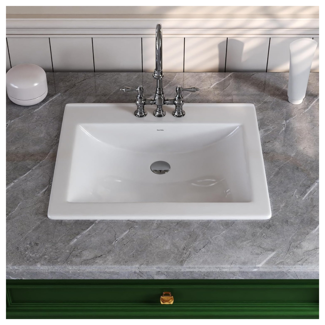 DeerValley 21" x 18" Rectangular Ceramic Drop-in Bathroom Sink