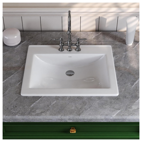 DeerValley 21" x 18" Rectangular Ceramic Drop-in Bathroom Sink