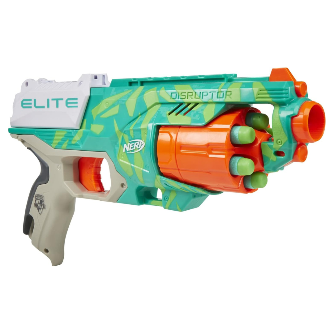 NERF Elite Disruptor Dynamic Green Dart Blaster W/ Rotating Drum