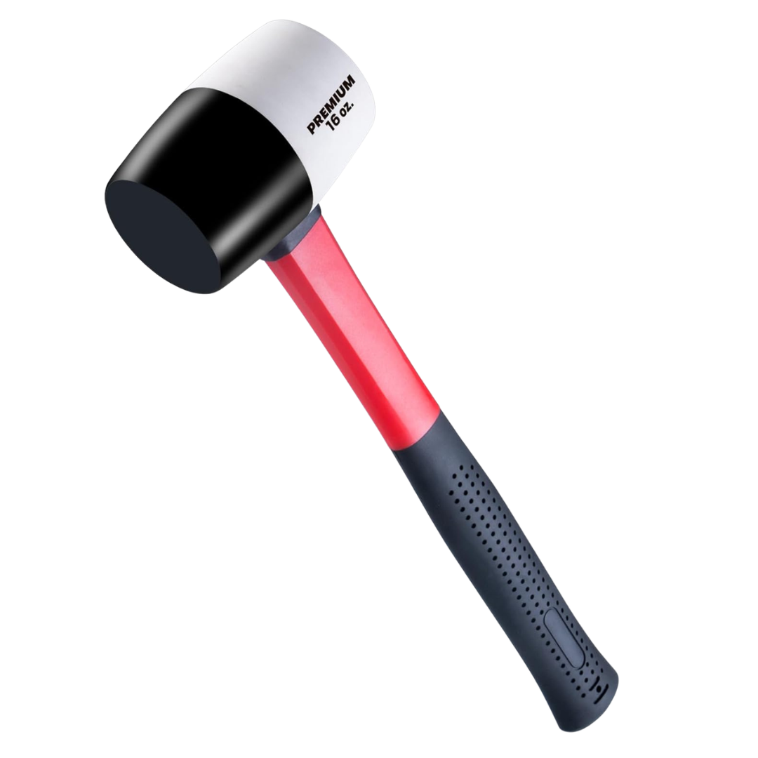 16 oz. Premium White/Black Dual-Color Rubber Mallet Hammer