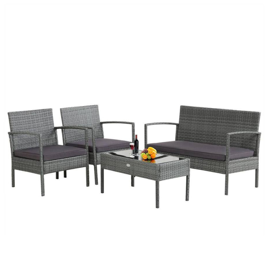 4-Piece WELLFOR Metal Patio Conversation Set