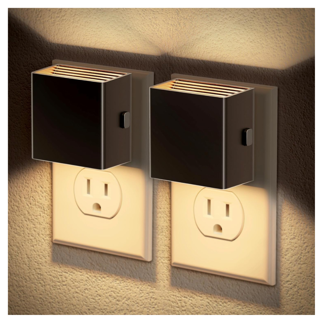 2-Pack Auto Sensor Plug-In Night Lights With Adjustable Brightness (3000K)