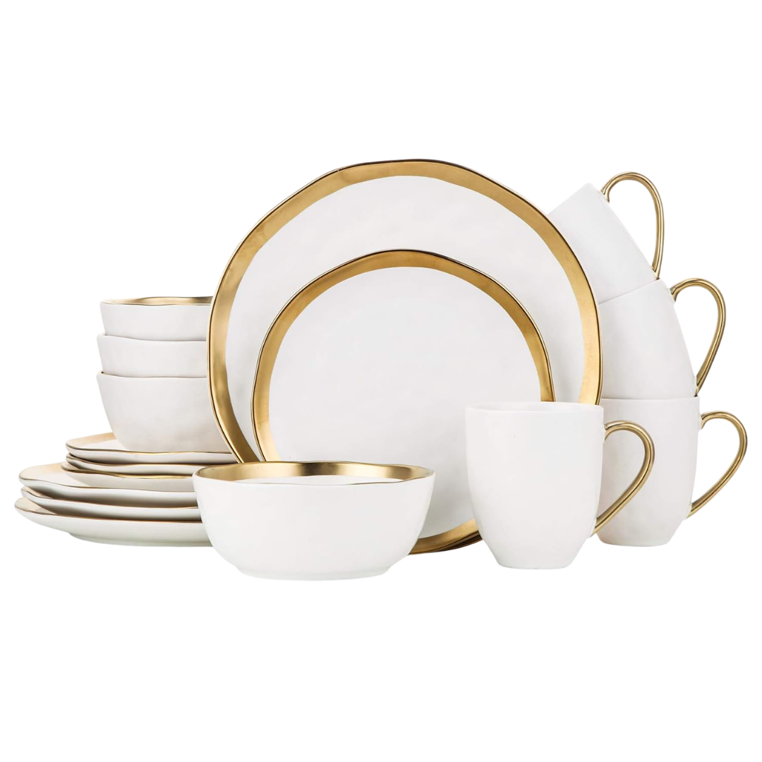 32-Piece Stone Lain Florian Modern Porcelain Dish Set (White)