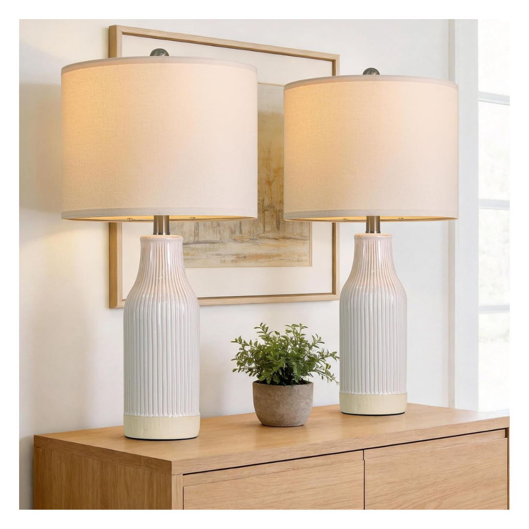 2-Set 23.75" Modern Ceramic Table Lamp