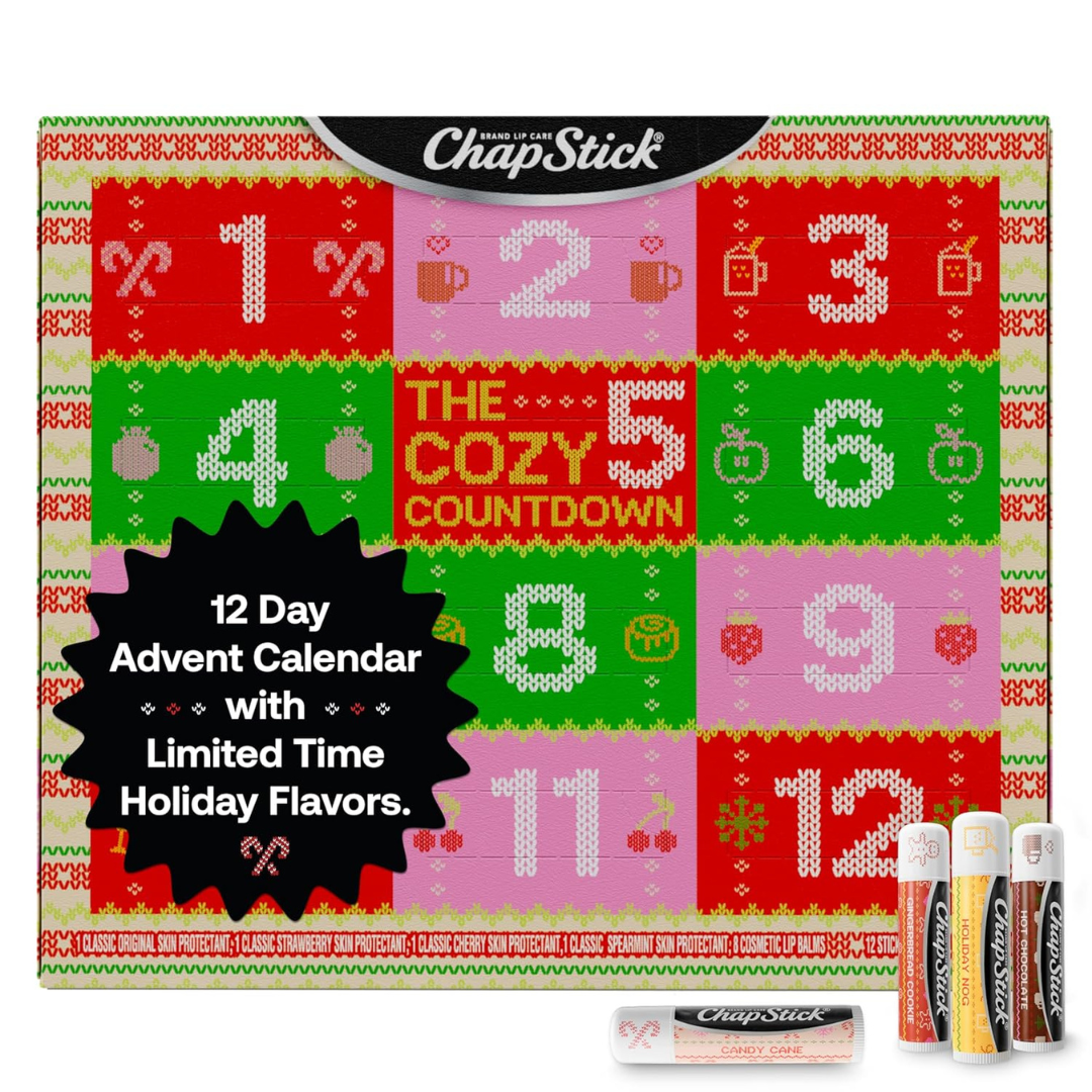 12-Pack ChapStick 12 Days Advent Calendar Lip Balm Holiday Gift Set