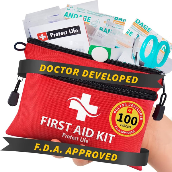 100-Piece Protect Life First Aid Travel/Survival Medical Kit