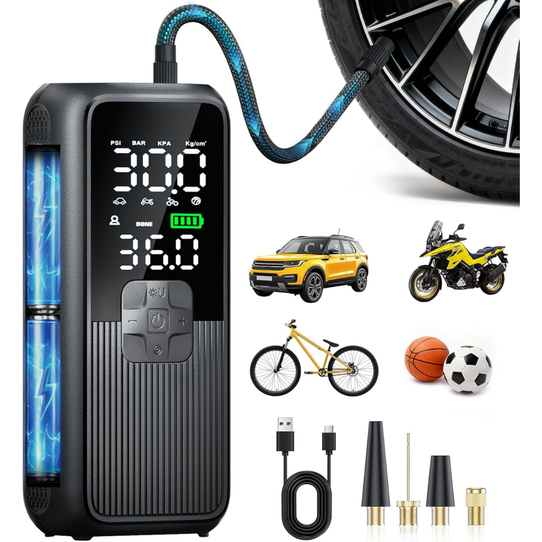 150PSI 11V Tire Inflator Portable Air Compressor Pump W/ LED Light