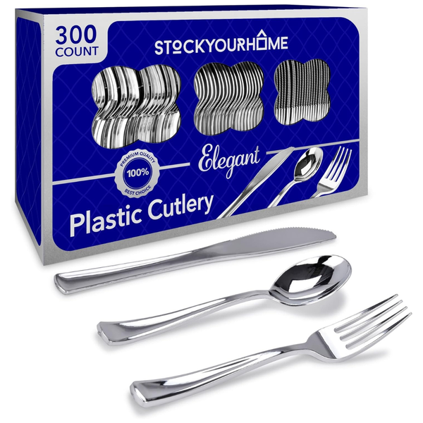 300-Count Stock Your Home Disposable Heavy Duty Plastic Cutlery