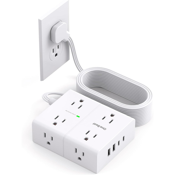 10Ft Surge Protector Power Strip With USB-C Desk Charging Station