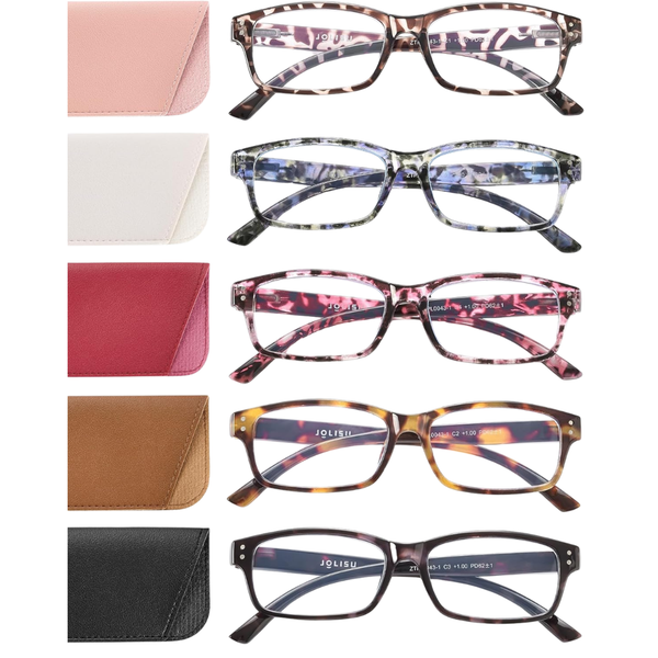 5-Pack Unisex Stylish Blue Light Blocking Reading Glasses