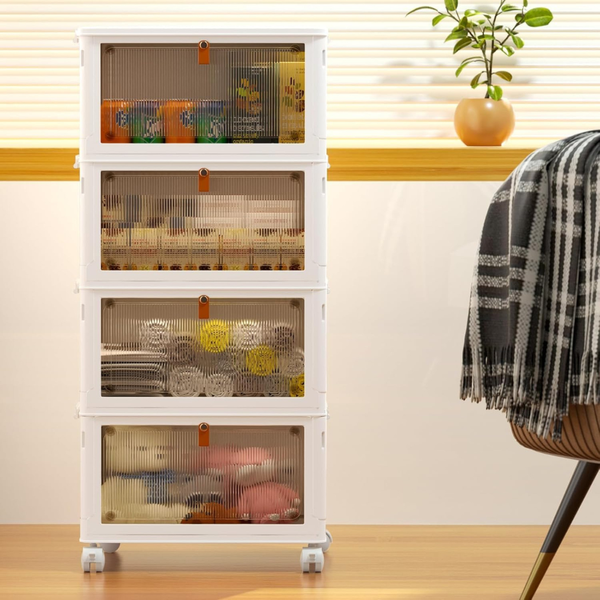 4-Tier 23-Qt Plastic Storage Containers With Lid & Wheels