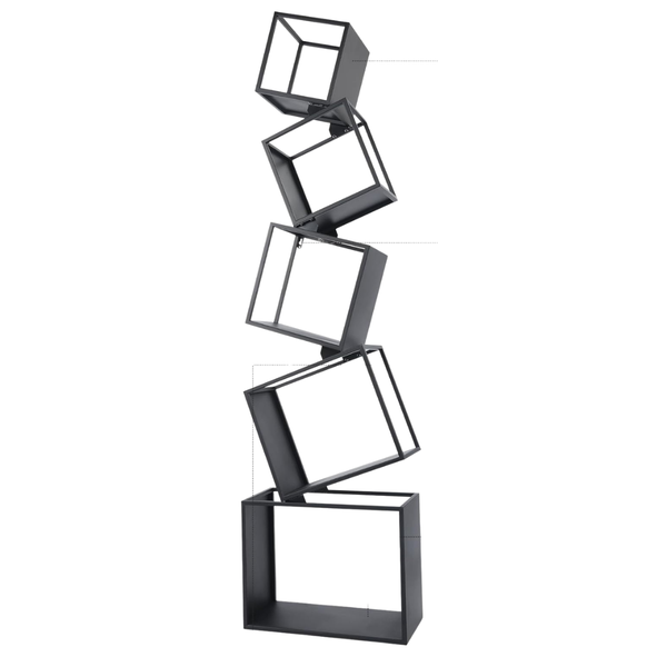 67" 5-Tier Geometric Metal Corner Bookshelf