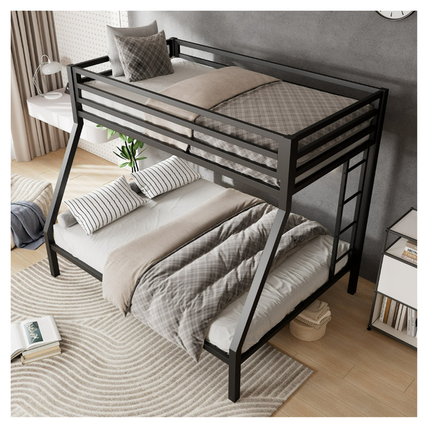 Amolife Twin Over Full Size Metal Bunk Bed With Removable Ladder