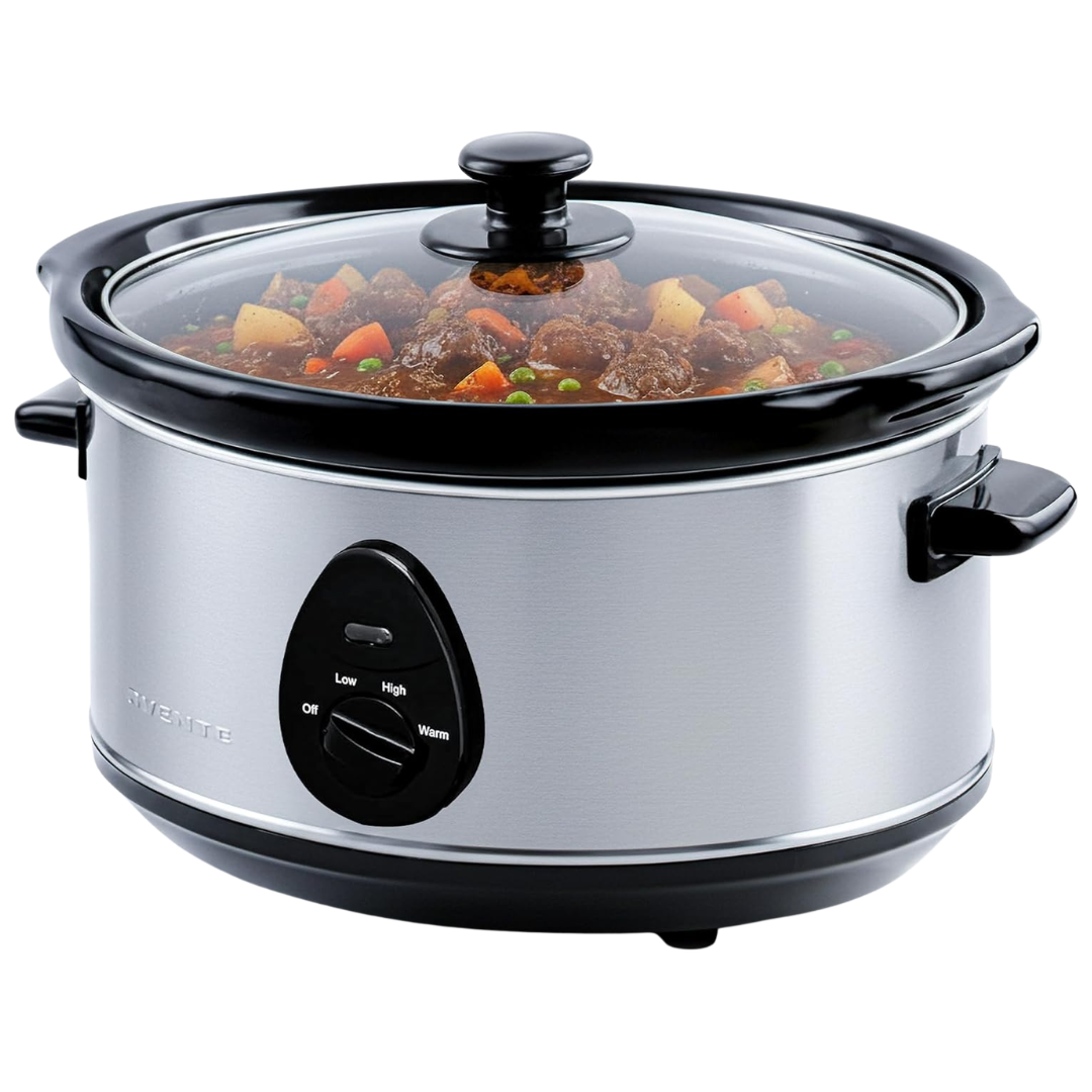3.7-Qt Electric Slow Cooker W/ 3 Heat Settings & Removable Ceramic Pot