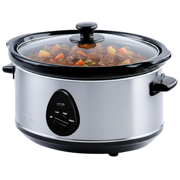 3.7-Qt Electric Slow Cooker W/ 3 Heat Settings & Removable Ceramic Pot