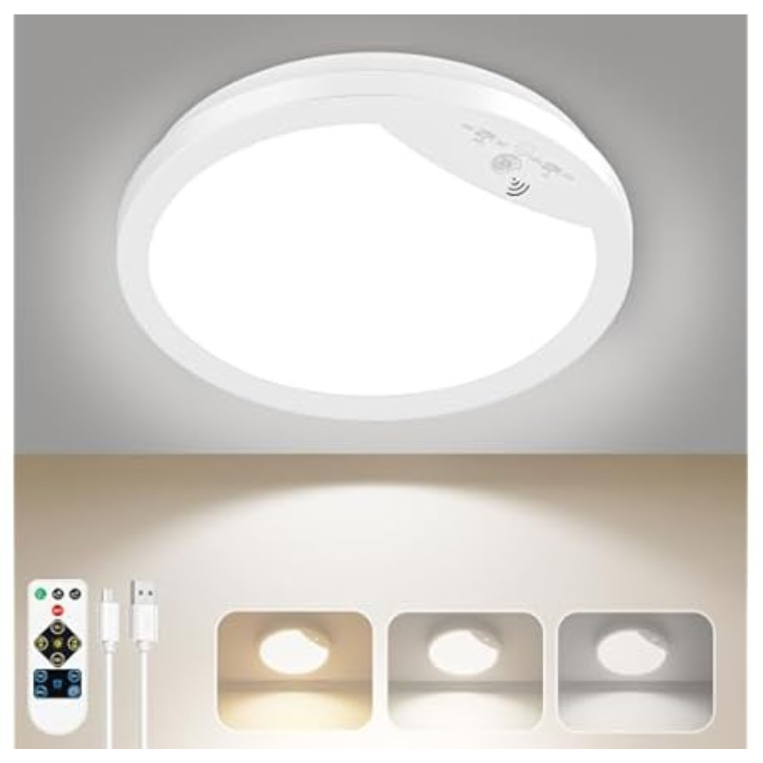 9" Lakumu Rechargeable Motion Sensor Ceiling Light With Remote