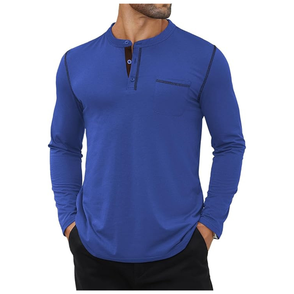 Hardaddy Men's Long Sleeve Basic Pullover Henley Shirt