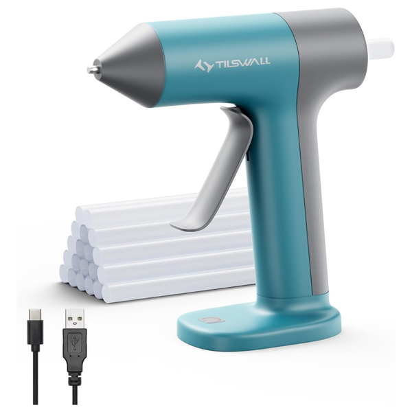 Tilswall Rechargeable Cordless Hot Glue Gun W/ 20 Glue Sticks