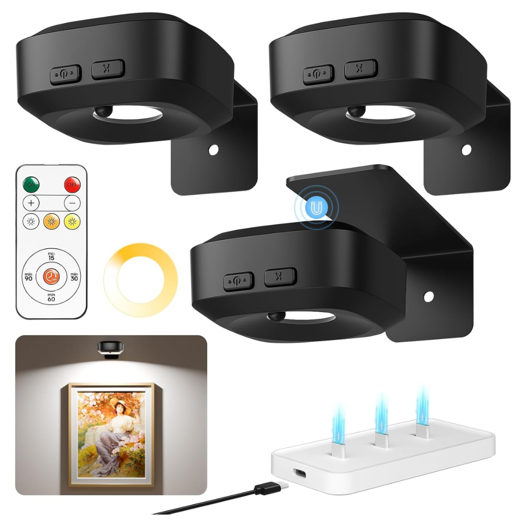 3-Piece Rechargeable Magnetic Wall Lights