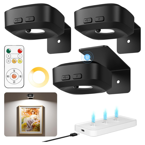 3-Piece Rechargeable Magnetic Wall Lights