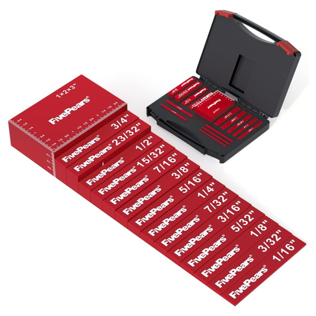 15-Piece FivePears Gauge Setup Blocks Woodworking Set