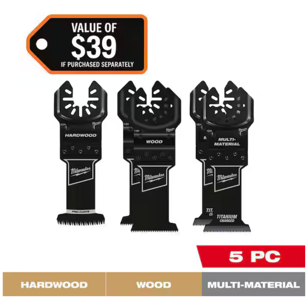 5-Piece Milwaukee Open-Lok Variety Oscillating Blade Set
