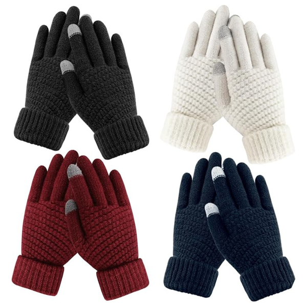 4 Pairs Women's Touchscreen Winter Gloves (Various)